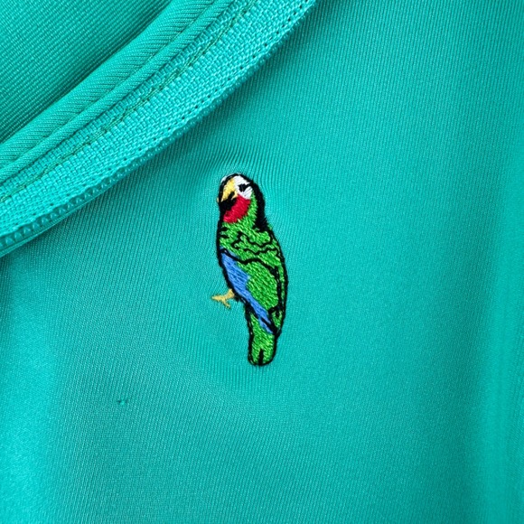 Peter Millar Sun Comfort Womens Medium Green Quarter Zip Parrot Golf Pullover - Picture 2 of 7
